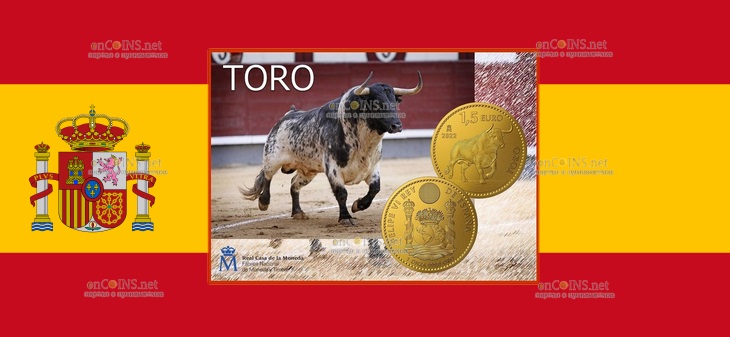 1,5 евро Испания - инвестиционная монета 1,5 евро Бык - El Toro