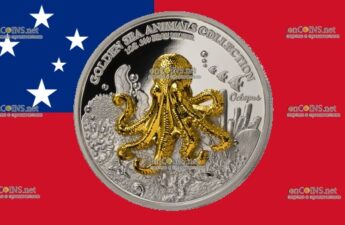 5 баксов Самоа - монету 5 долларов Осминог