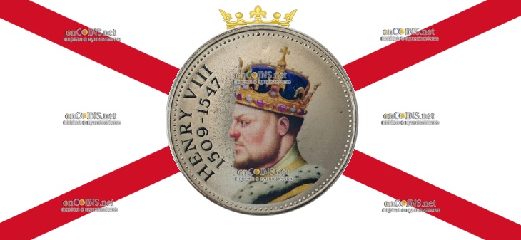 10 пенсов Остров Джерси - монета 10 пенсов Король Генрих VIII