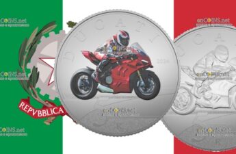 Италия пять евро - монета 5 евро Мотоцикл Ducati Panigale