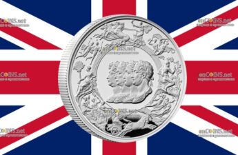 Серебро 5 фунтов Великобритании - монета 5 фунтов Ватерлоо - Лидеры союзников