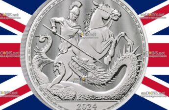 Серебряная монета 500 фунтов Великобритании - монета 500 фунтов Святой Георгий и Дракон