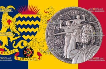 Серебряные 10000 франков Чад - монета 10000 франков КФА Зевс