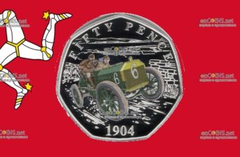 Серебряные монеты 50 пенсов Остров Мэн - монета 50 пенсов Первые автопробеги