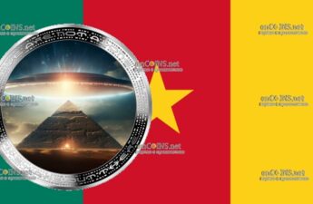 1000 франков Камерун - монета 1000 франков КФА НЛО НАД ПИРАМИДОЙ