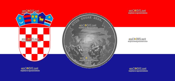 4 евро Хорватии - монета 4 евро остров Сусак