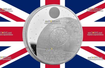 Пять фунтов Англии - монета 5 фунтов Звезда Смерти