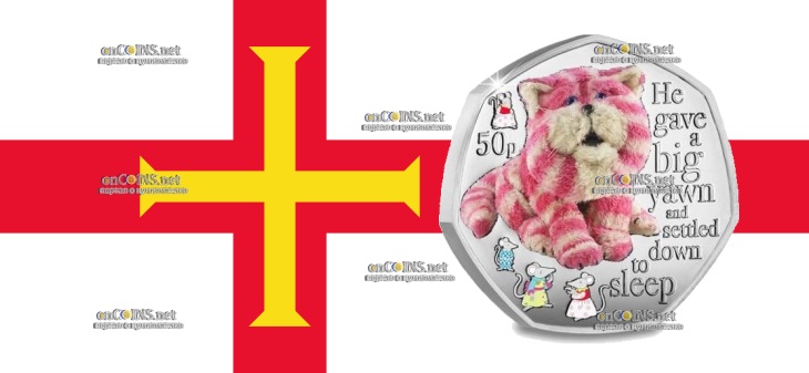 Серебряные 50 пенсов Гернси - монета 50 пенсов Bagpuss