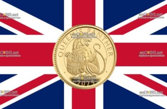 Золотые 25 фунтов Британии - монета 25 фунтов Пантера Королевы