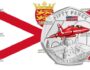 Пятьдесят пенсов Джерси - монета 50 пенсов Красные стрелы над Ратушей в Белфасте