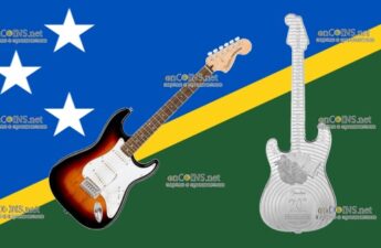 2 доллара Соломоновых островов - монета 2 доллара Гитара Fender Stratocaster