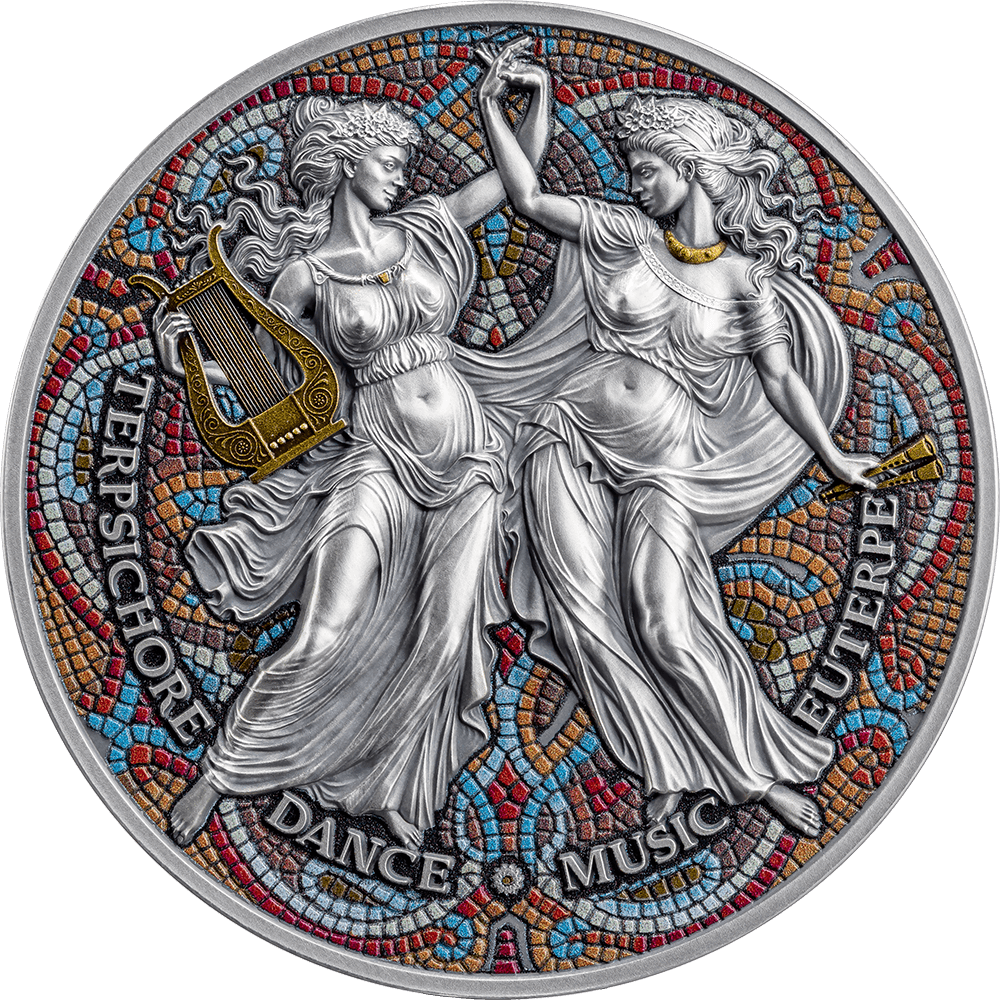 2000 франков Камерун - монета 2000 франков КФА Терпсихора и Эвтерпа, реверс