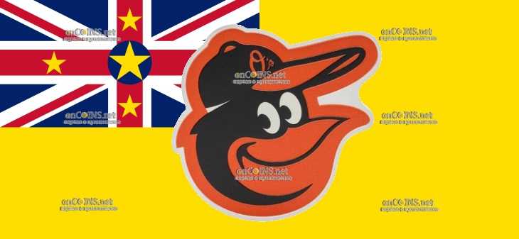 5 долларов Ниуэ – монета 5 долларов клуб Baltimore Orioles
