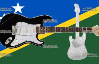 Монета два доллара Соломоновых островов - монета 2 доллара Гитара Fender Stratocaster