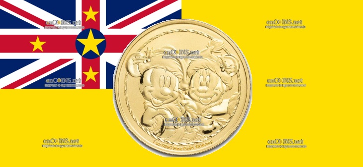 Ниуэ двести пятьдесят долларов - монета 250 долларов Микки и Минни Маус - Рождество