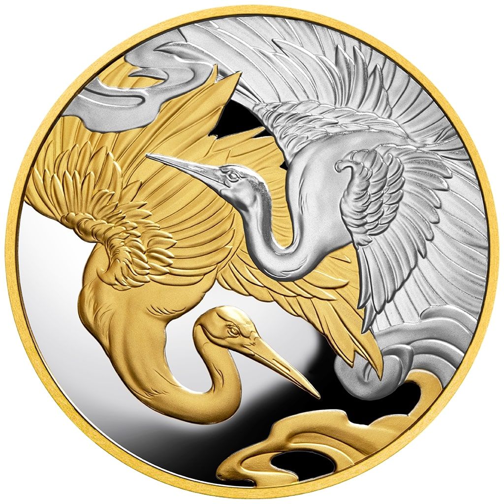 1 доллар Ниуэ – монета 1 доллар Журавли - гармония и долголетие, реверс