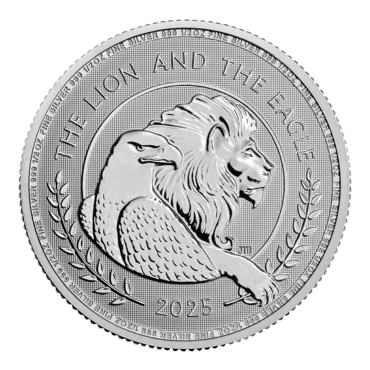 1 фунт Британия - монета 1 фунт Британский лев и американский орел, реверс