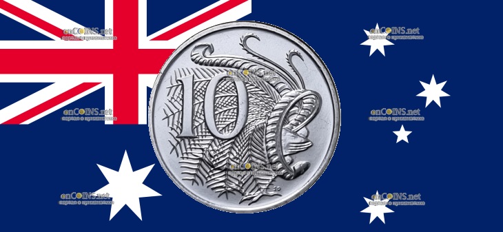 10 центов Австралии - монета 10 центов Самец большого лирохвоста