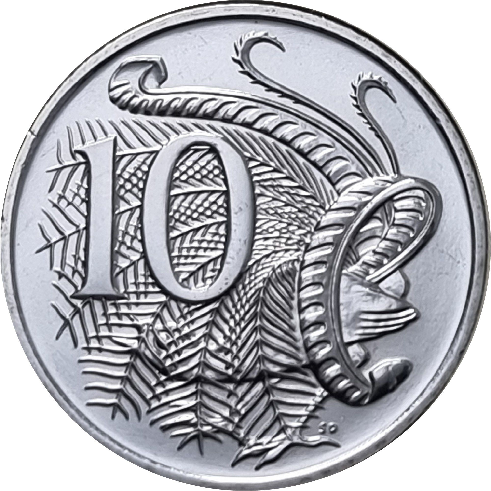 10 центов Австралии - монета 10 центов Самец большого лирохвоста,реверс