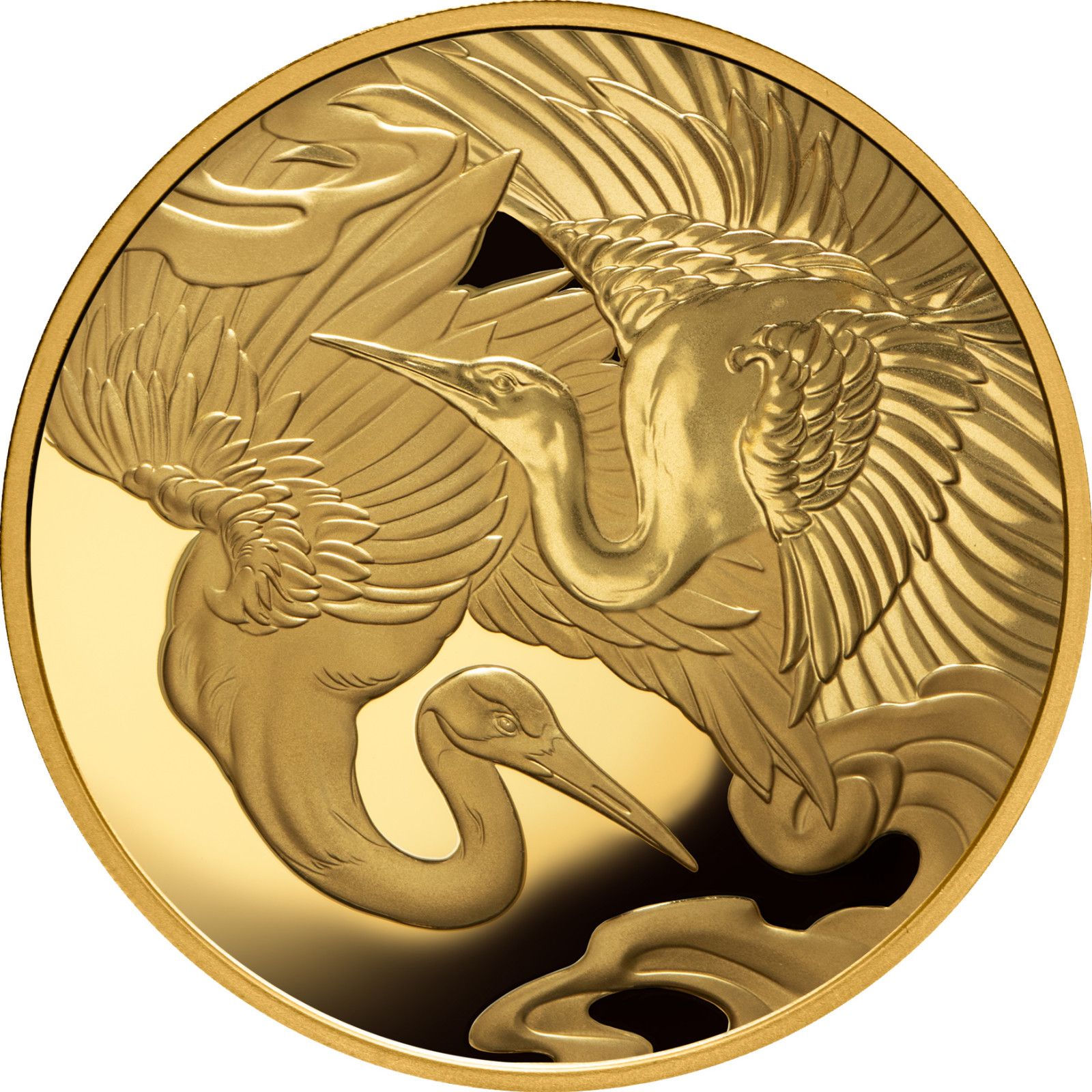 100 долларов Ниуэ - монета 100 долларов Журавли - гармония и долголетие, реверс