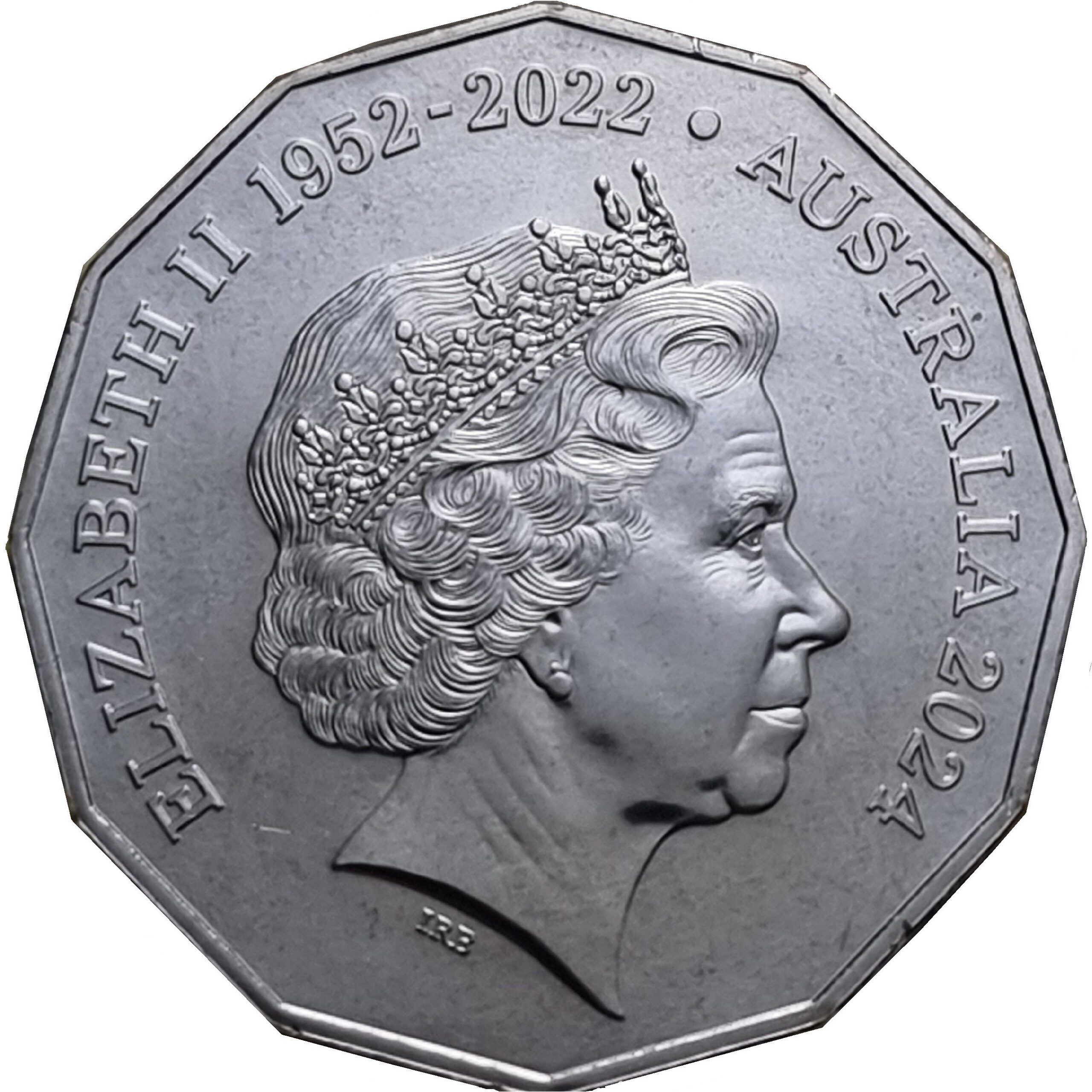 50 центов Австралии - монета 50 центов Кенгуру и птица Эму, аверс