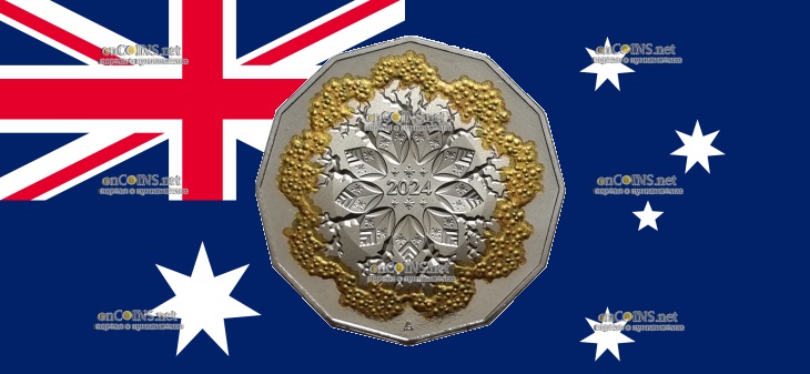 50 центов Австралии - монета 50 центов Праздничные цветы