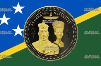 50 центов Солфомоновых островов - монета 50 центов Эхнатон и Нефертити