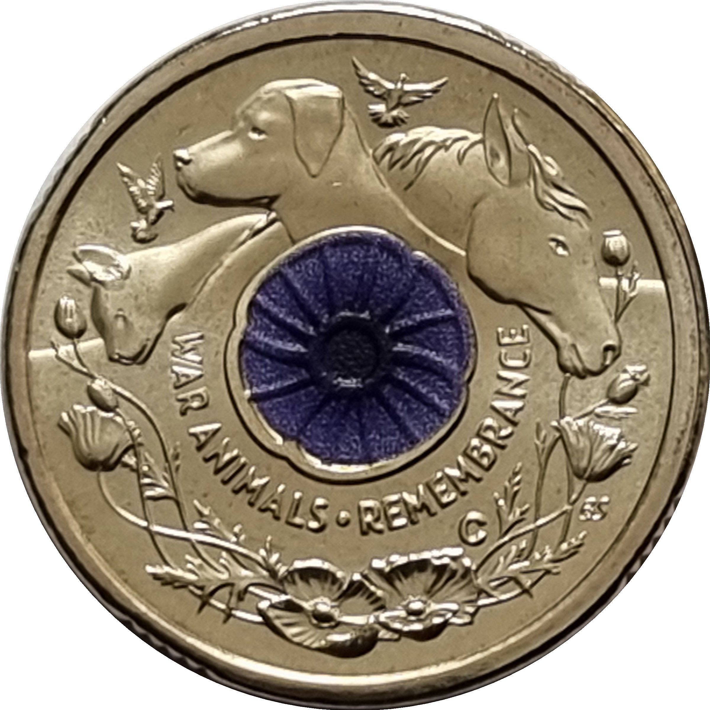 Австралийские 2 доллара - монета 2 доллара День памяти - Животные войны, реверс