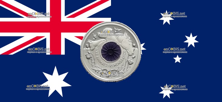 Австралийские два доллара - монета 2 доллара День памяти - Животные войны
