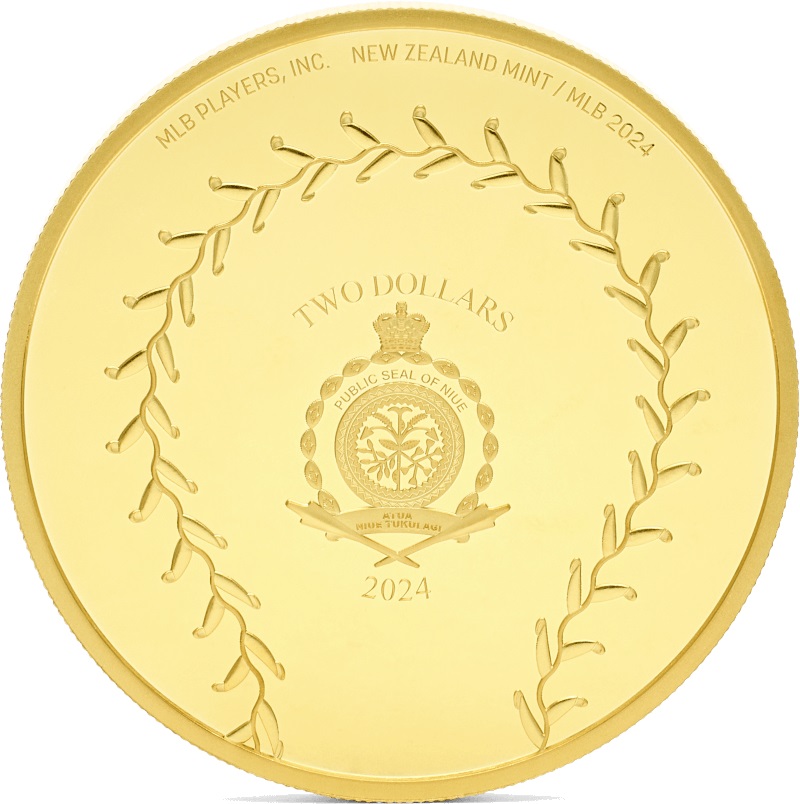Монеты острова Ниуэ - серия монет Высшая лига бейсбола®, золотые 2 доллара, аверс