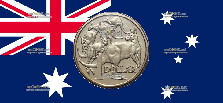 Один доллар Австралии - монета 1 доллар Пять Кенгуру