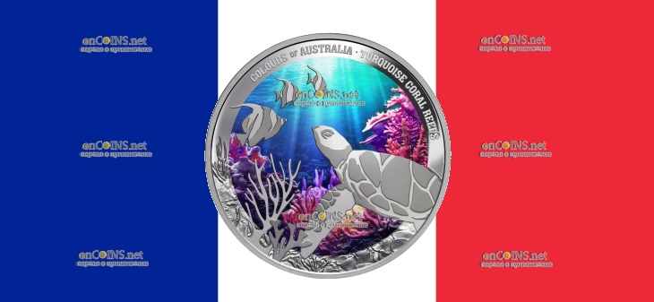 Один доллар Ниуэ - монета 1 доллар Бирюзовые коралловые рифы