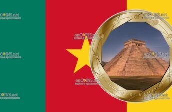 Позолоченные 1000 франков Камерун - монета 1000 франков КФА Пирамида Кукулькана