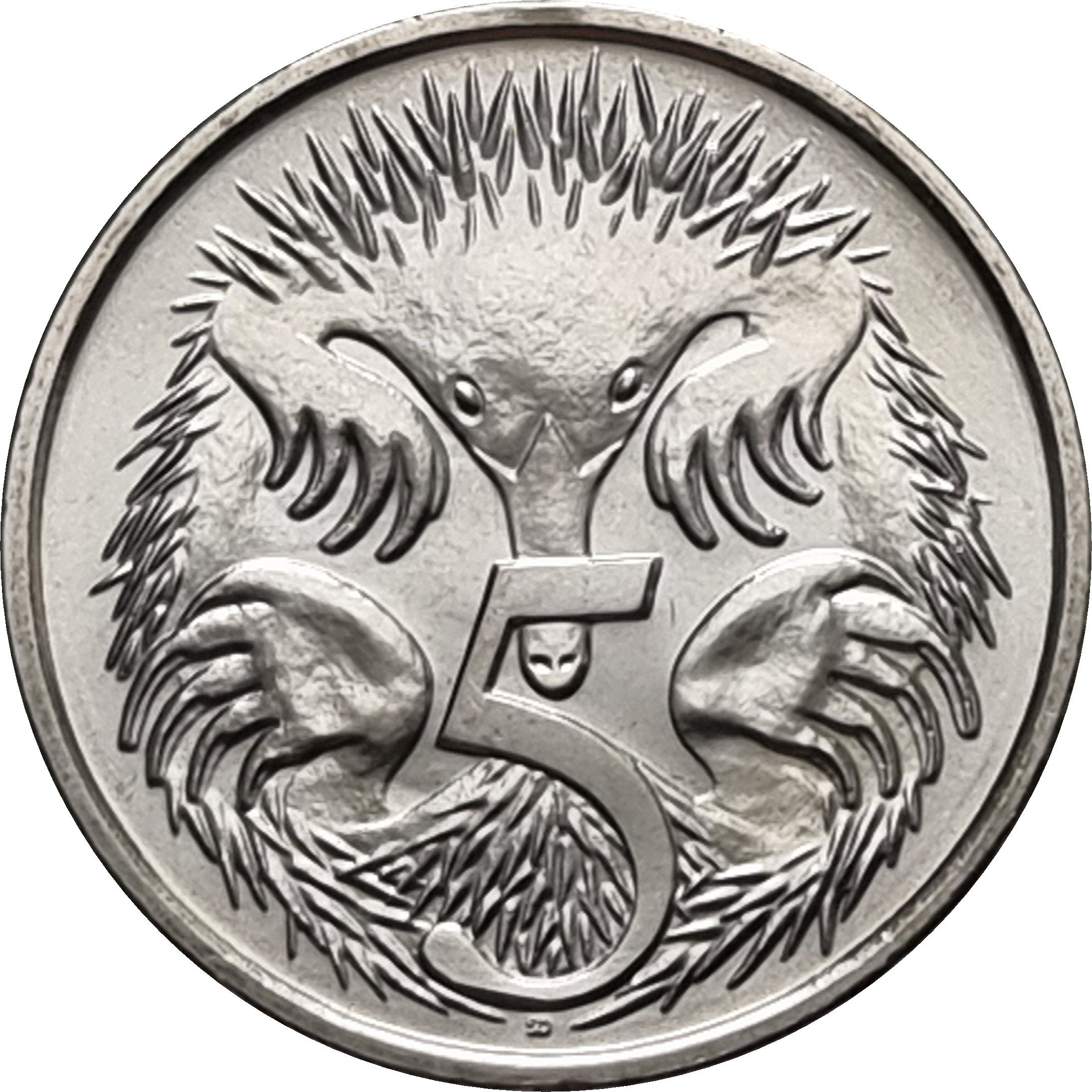 Пять центов Австралии - монета 5 центов Ехидна, реверс