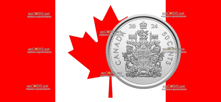 Пятьдесят центов Канады - монета 50 центов Смена Монархов