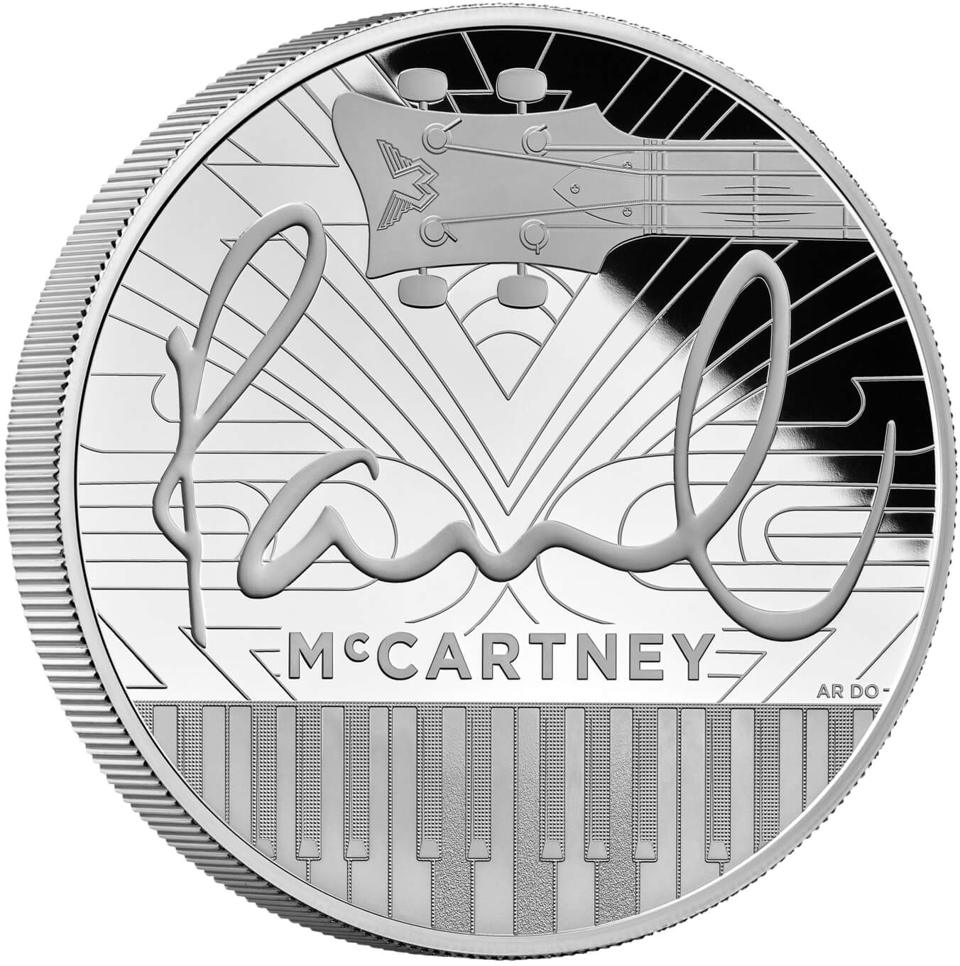 Серебряные 10 фунтов - монета 10 фунтов Пол Маккартни, реверс