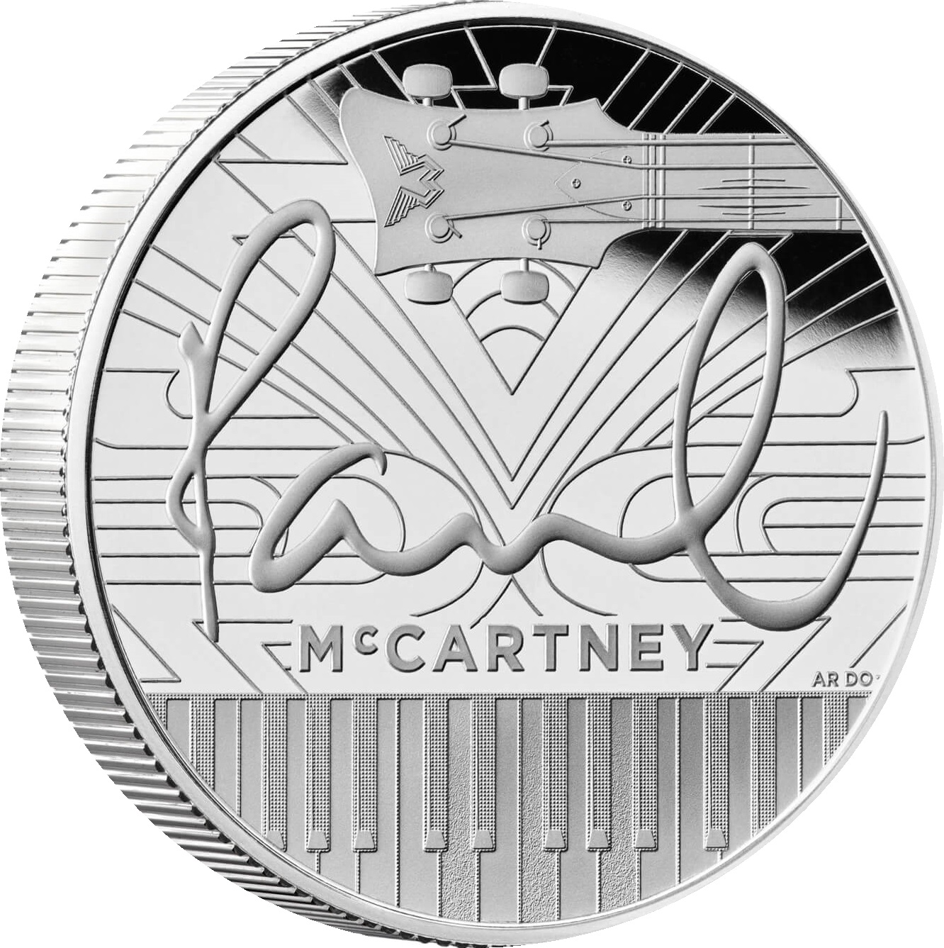 Серебряные 5 фунтов - монета 5 фунтов Пол Маккартни, реверс