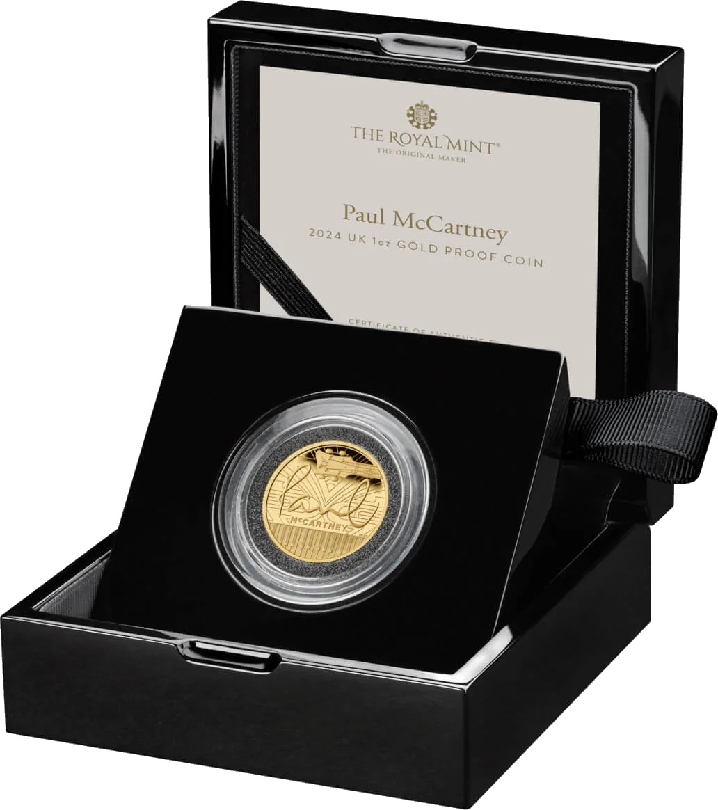 Золотые 100 фунтов - монета 100 фунтов Пол Маккартни, подарочная упаковка