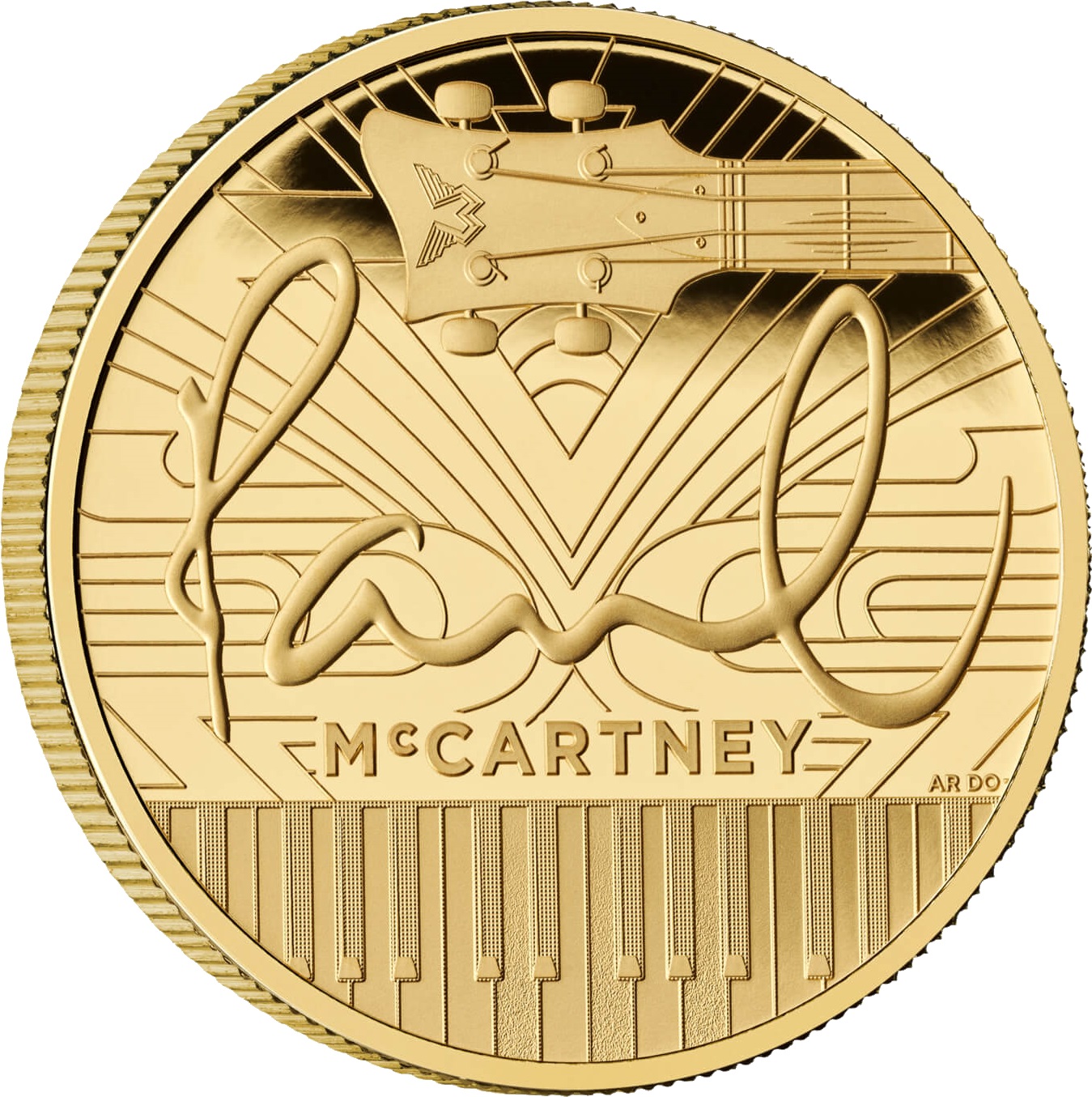 Золотые 100 фунтов - монета 100 фунтов Пол Маккартни, реверс