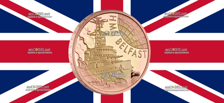 Золотые 2 фунта Великобритания - монета 2 фунта Гордость Белфаста