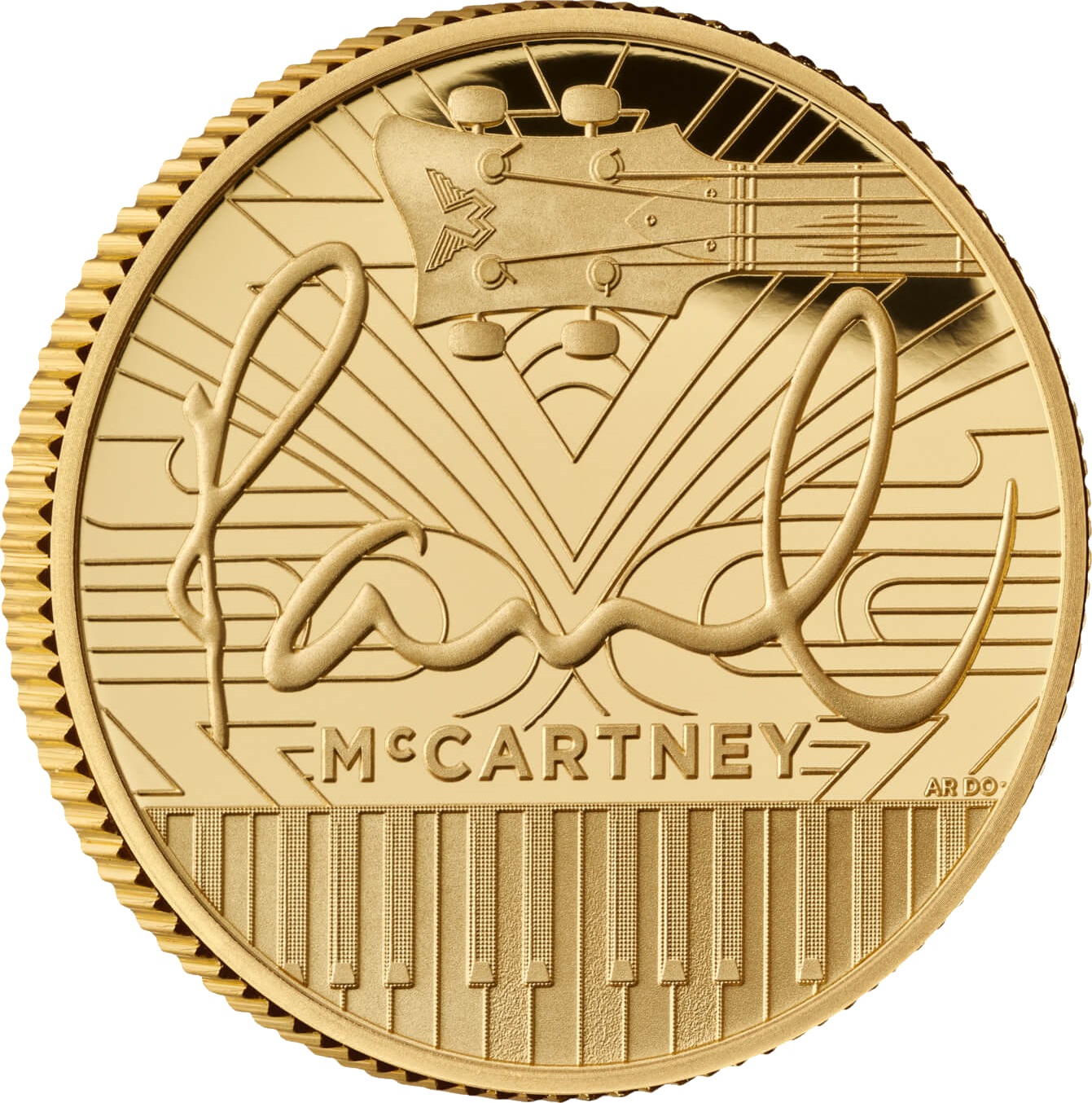 Золотые 25 фунтов - монета 25 фунтов Пол Маккартни, реверс