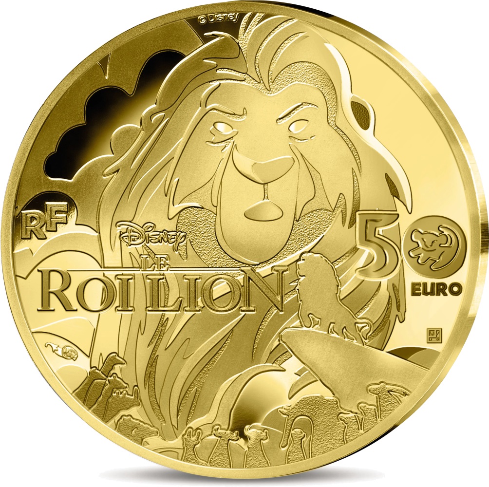 Золотые 50 евро Франция - 50 евро Король Лев, аверс