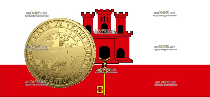 1-5 кроны Гибралтара - монета 1-5 кроны 75-я годовщина НАТО