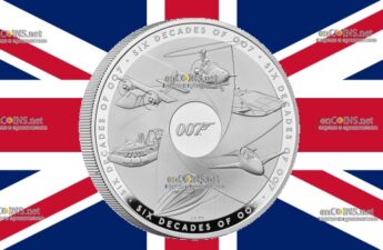 10 фунтов Британии - монета 10 фунтов 60-летие Джеймса Бонда