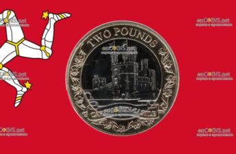 2 фунта острова Мэн - монета 2 фунта Замок Карнарвон