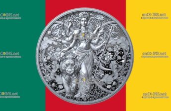 2000 франков Камерун - монета 2000 франков КФА Богиня Дурга