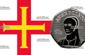 50 пенсов Остров Гернси - монета 50 пенсов Анна Болейн
