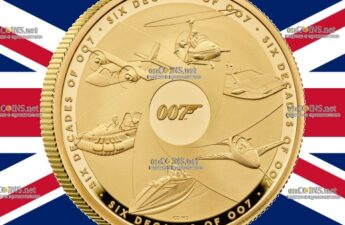 7000 фунтов Англии - монета 7000 фунтов 60-летие Джеймса Бонда