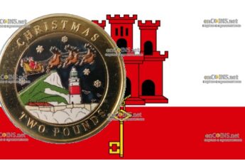 Два фунта Гибралтара - монета 2 фунта Рождество 2025 года