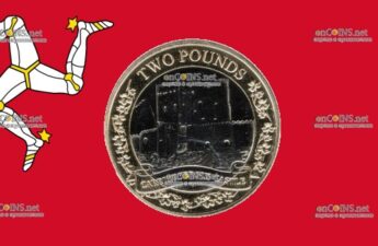 Два фунта острова Мэн - монета 2 фунта Замок Каррикфергус